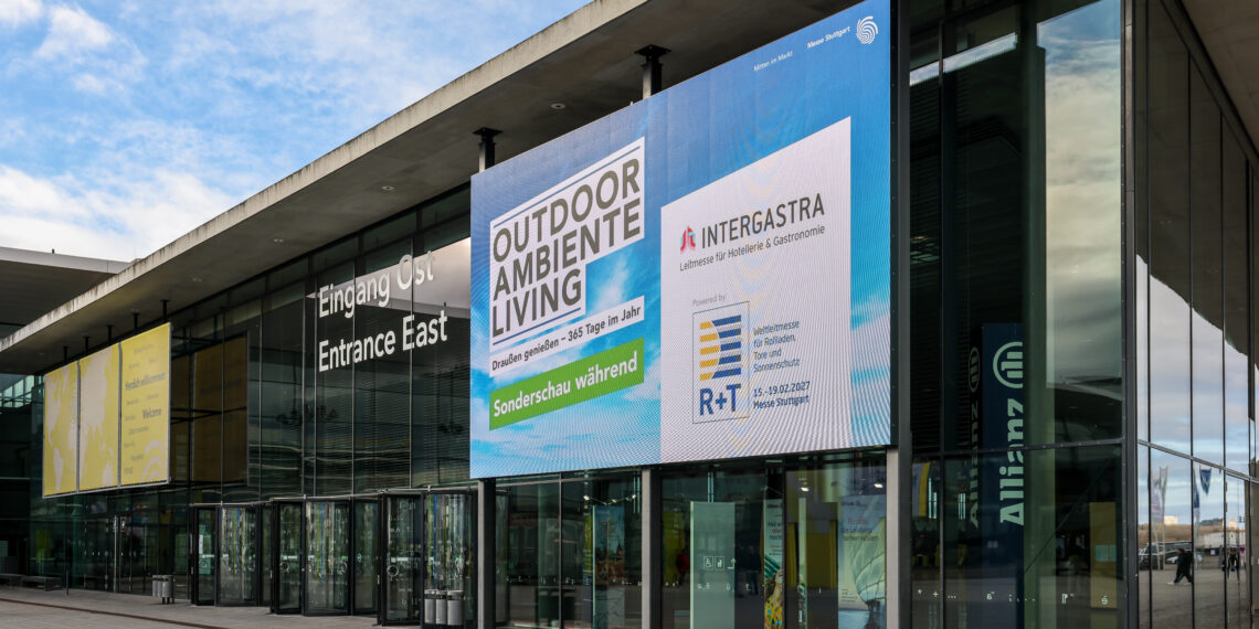 OUTDOOR. AMBIENTE. LIVING. showcasing weather protection systems